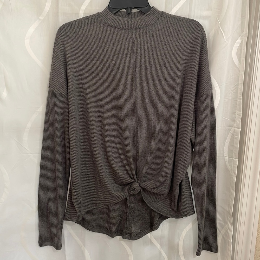SO Long Sleeve Cozy Mockneck Knot Lightweight Sweater